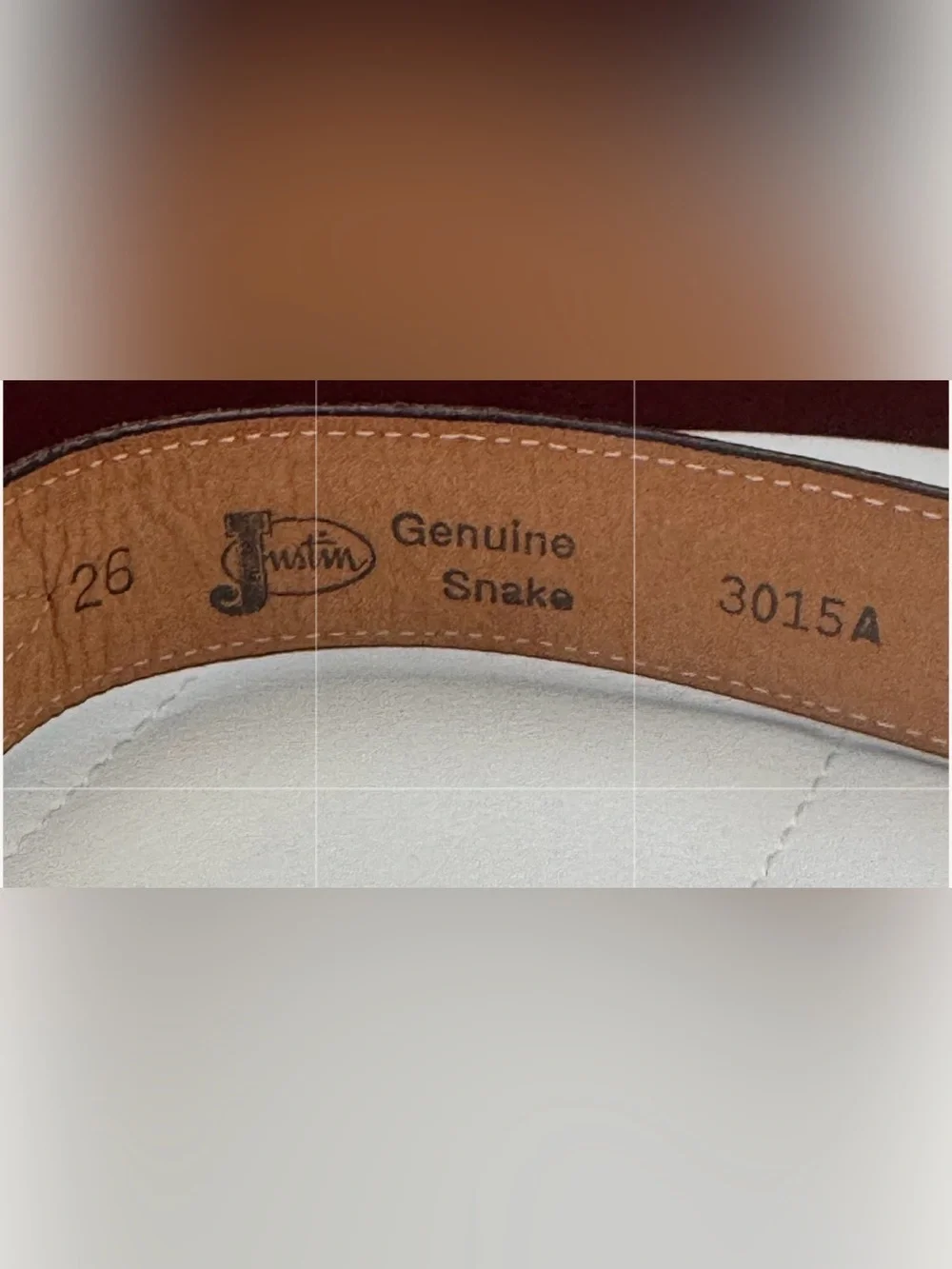 Vtg Justin Genuine Snake Leather Ranger Belt 3015A Sz 26 Rare Petite EUC